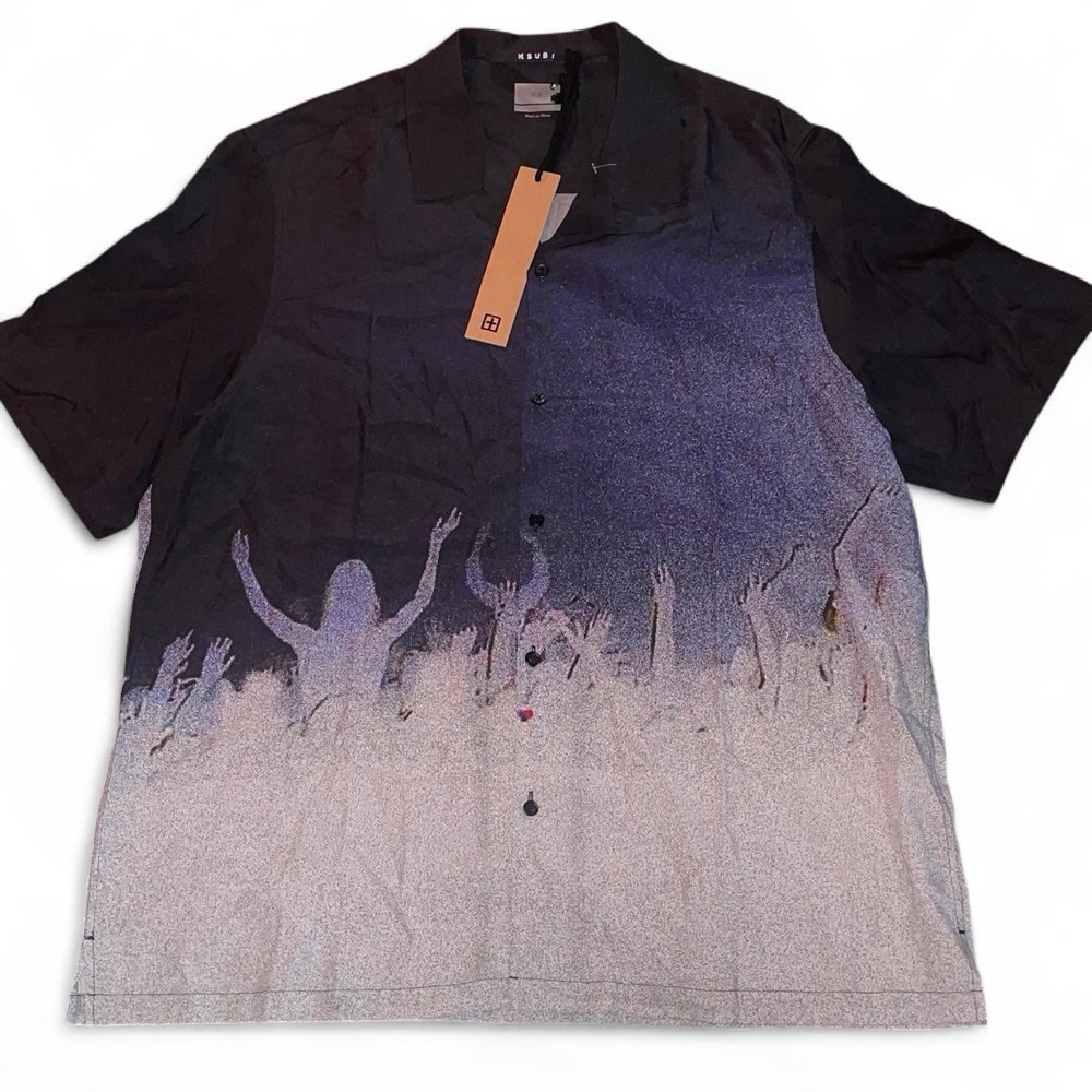 Ksubi Dance Klass Men's Short Sleeve Button Down Shirt Dance Print Size XXL NWT